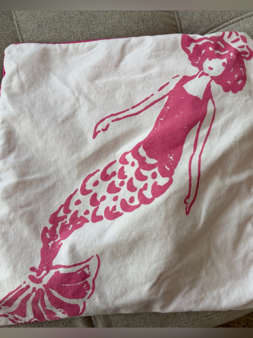POTTERY BARN KIDS Pink Little Girl’s Mermaid Pillow Cover - fun, beachy style